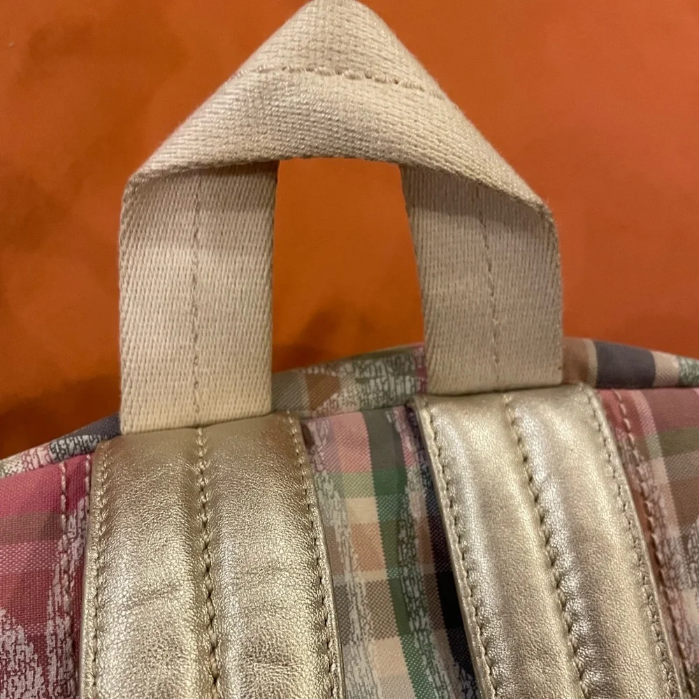 Coach Signature Poppy Multicolor Madras Backpack F21886 Bookbag - Picture 11 of 14
